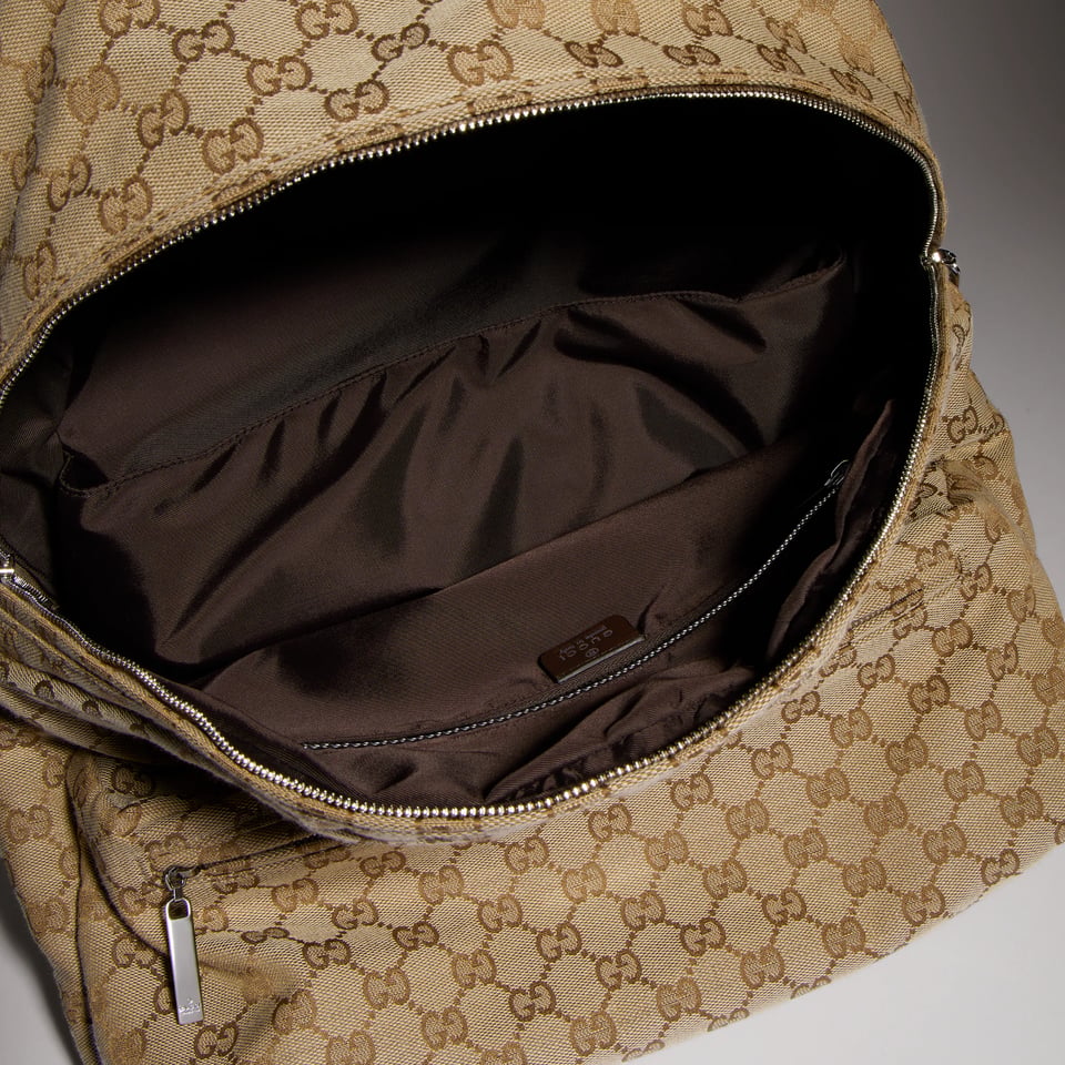 Gucci Large Gucci Tag Backpack 875226 Sand And Dark Brown 34cm/13.4in view 5