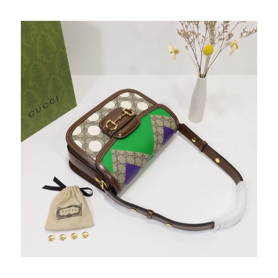 Gucci Horsebit 1955 Shoulder Bag With Geometric Print view 10