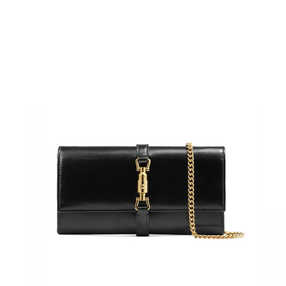 Gucci Jackie 1961 Black Calfskin Chain Wallet 19cm view 2