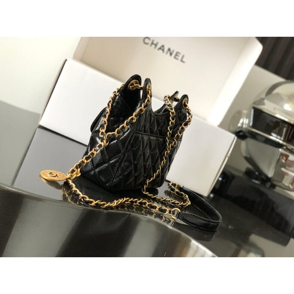 Chanel Small Hobo Bag in Shiny Crumpled Calfskin 19cm/7.5in view 4