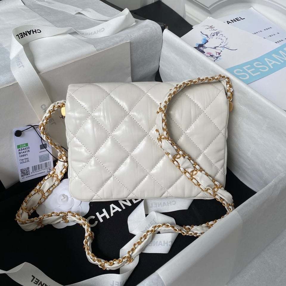 Chanel 23K 13,5Cm White Calfskin Gold Hardware view 7