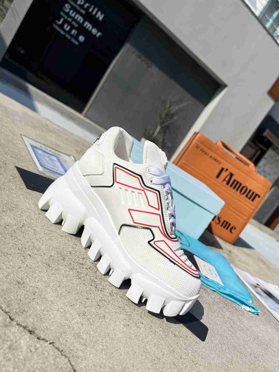 Prada Cloudbust Thunder Sneakers With White And Red 2Eg2933Lgnf0009 view 6