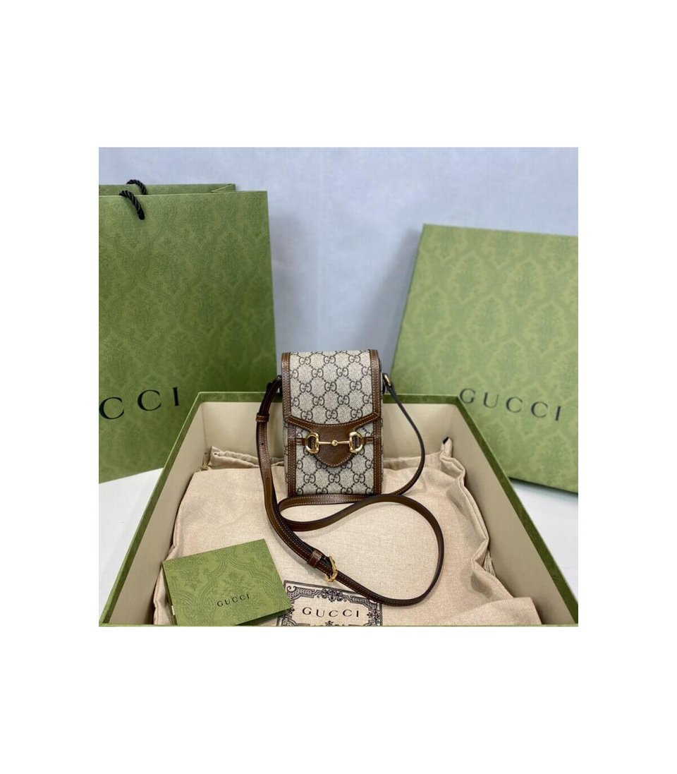 Gucci GG Supreme Horsebit 1955 Mini Bag Brown view 7