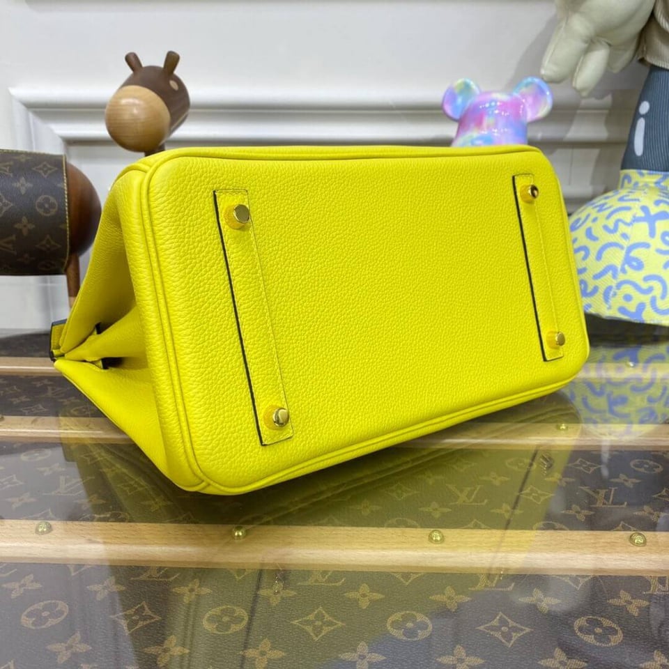 Hermes Birkin 30 Bag Lime Gold Hardware Togo Leather view 6