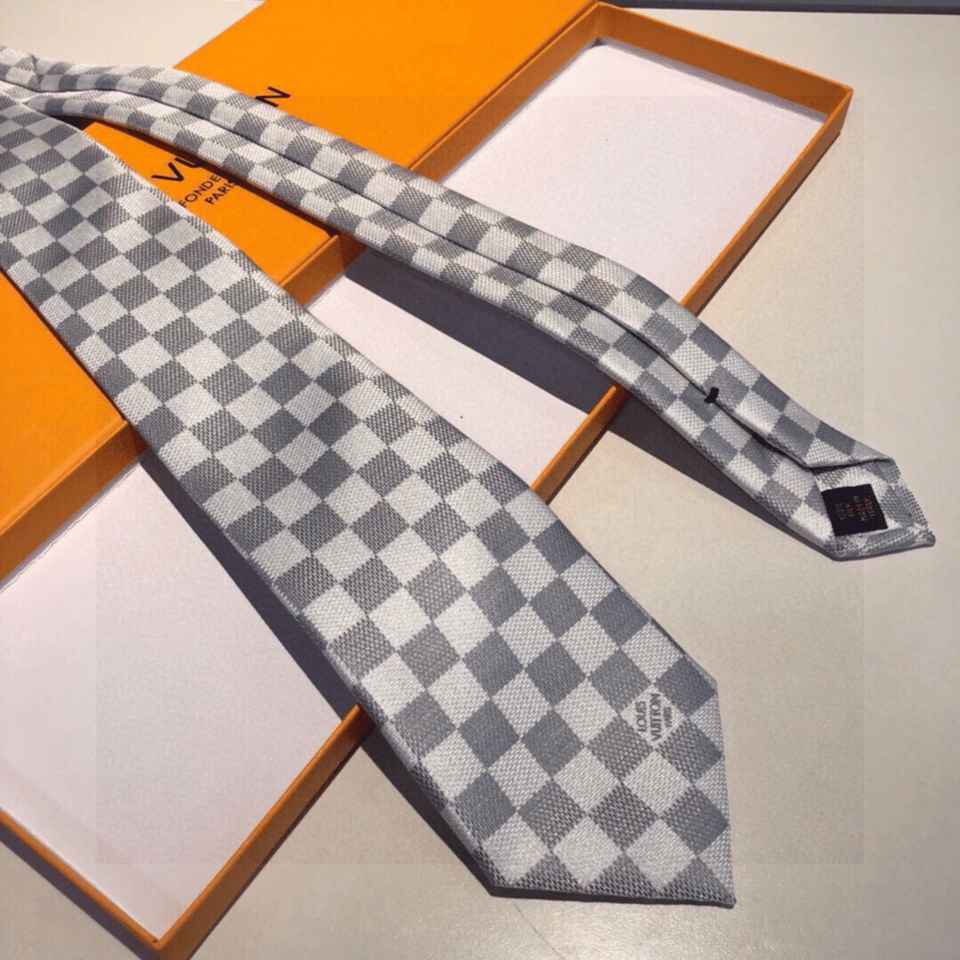 Louis Vuitton Damier Grey – White Canvas Tie For Men view 4