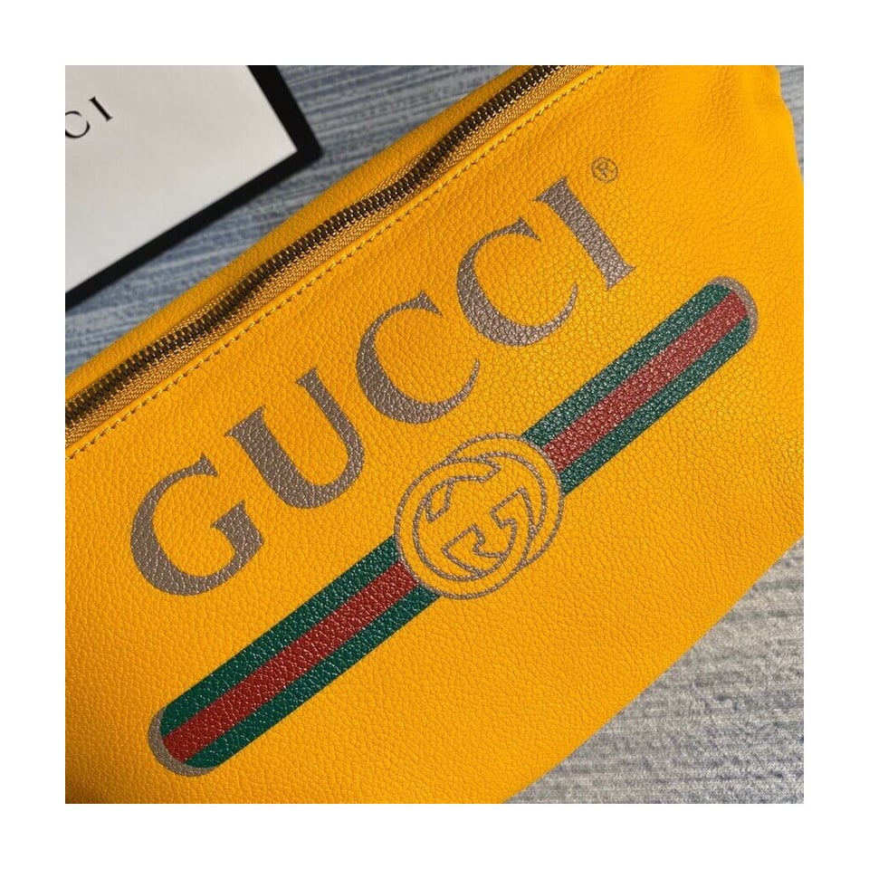 Gucci Print Leather Belt Bag Yellow view 8
