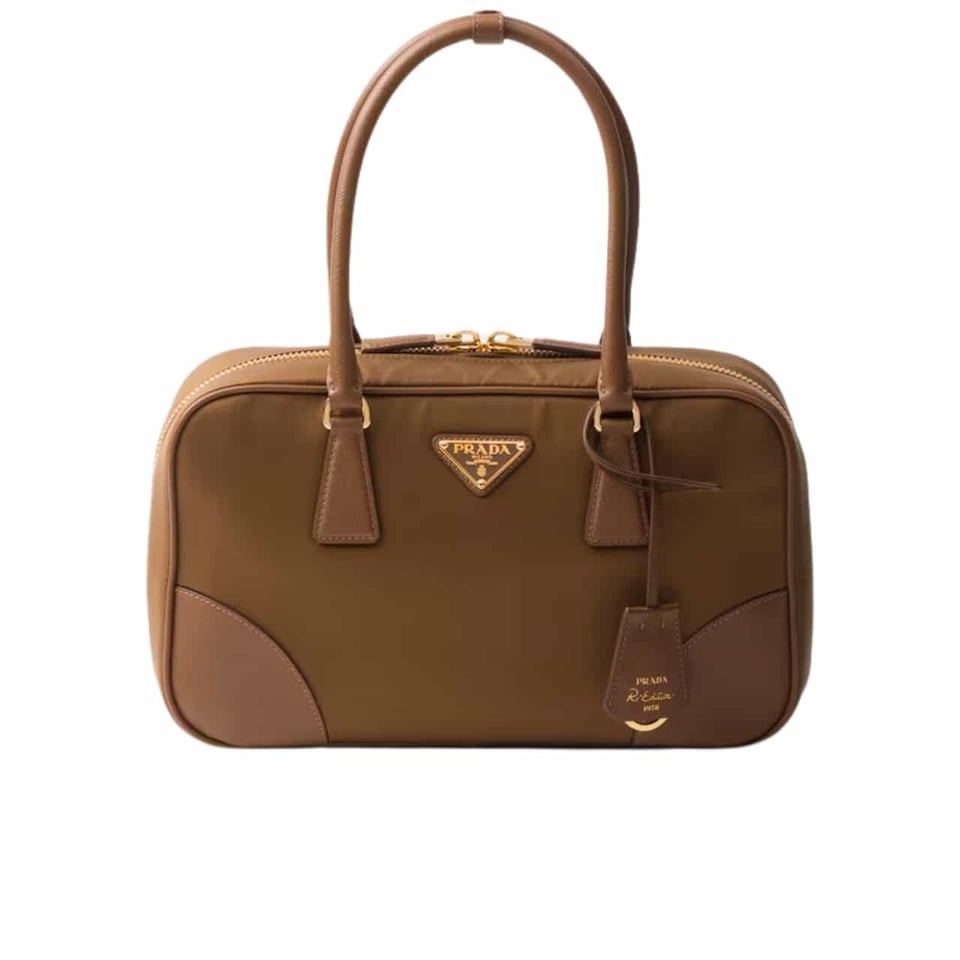 Prada Re-Edition 1978 Medium Re-Nylon And Saffiano Leather Two Handle Bag Cork Beige 30Cm view 2