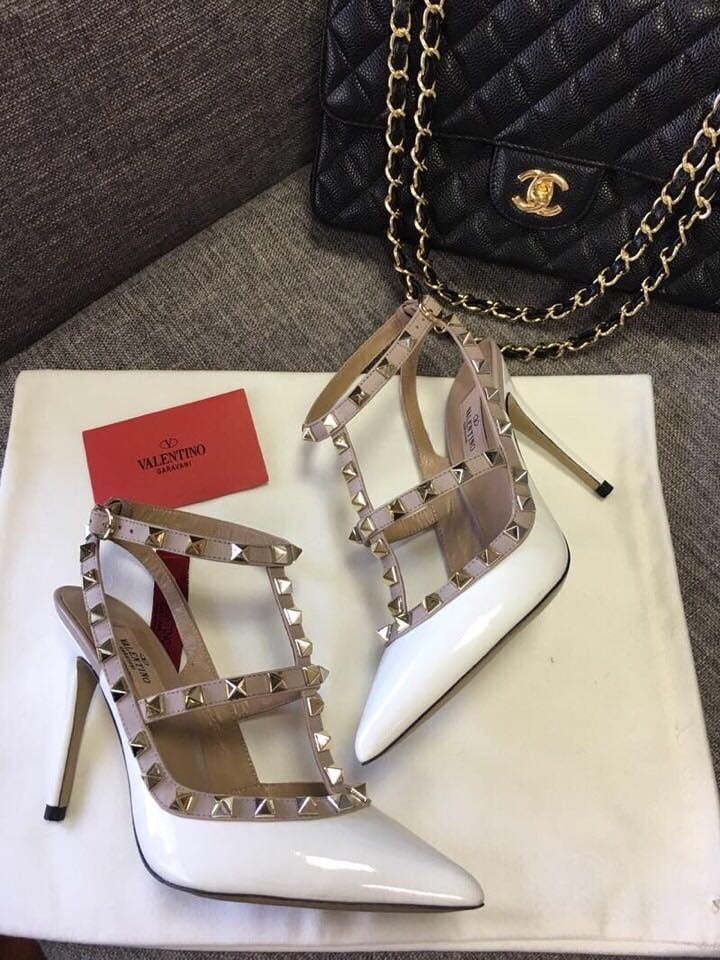 Valentino Patent Rockstud Caged Pump 100Mm Light Ivory Zw2S0393Vnwl62 view 10