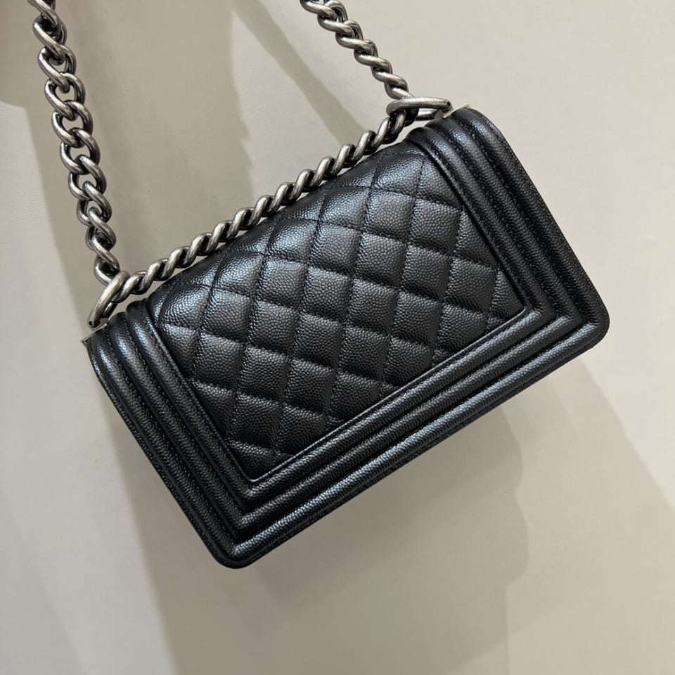 Chanel Le Boy Bag 20cm Black Caviar Leather view 7