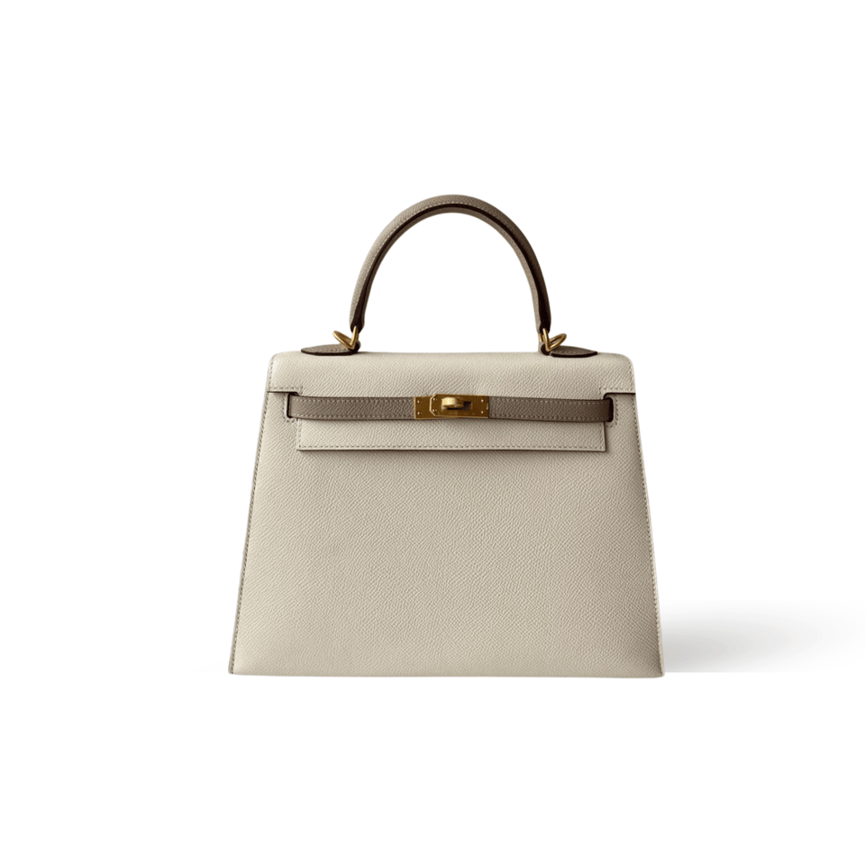 Hermes Kelly 25 Bag In Ivory Beige Epsom Leather For Women 25cm/10in view 2
