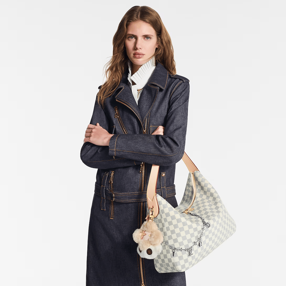 Louis Vuitton Slouchy MM Shoulder Bag Damier Azur 40cm/15.7in N00126 view 3
