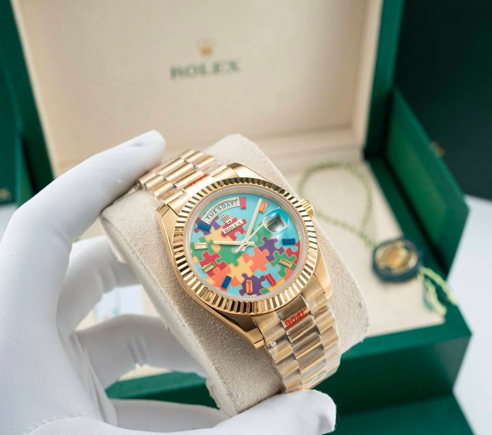 [Superclone] Rolex Day-Date 36mm Rainbow Sapphire &amp; Puzzle Dial President 128238 view 3