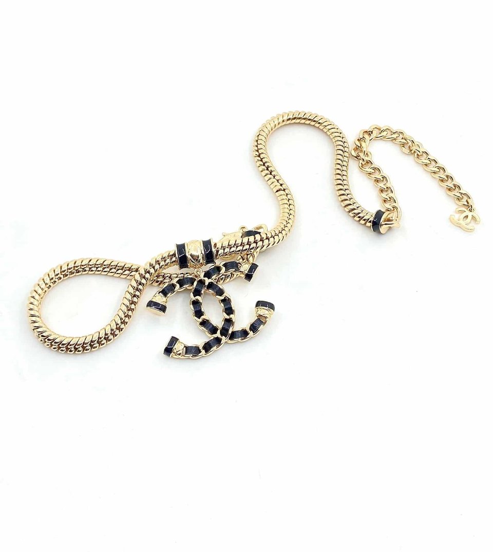 Chanel Women’S And Gold Metal Cc Necklace view 3