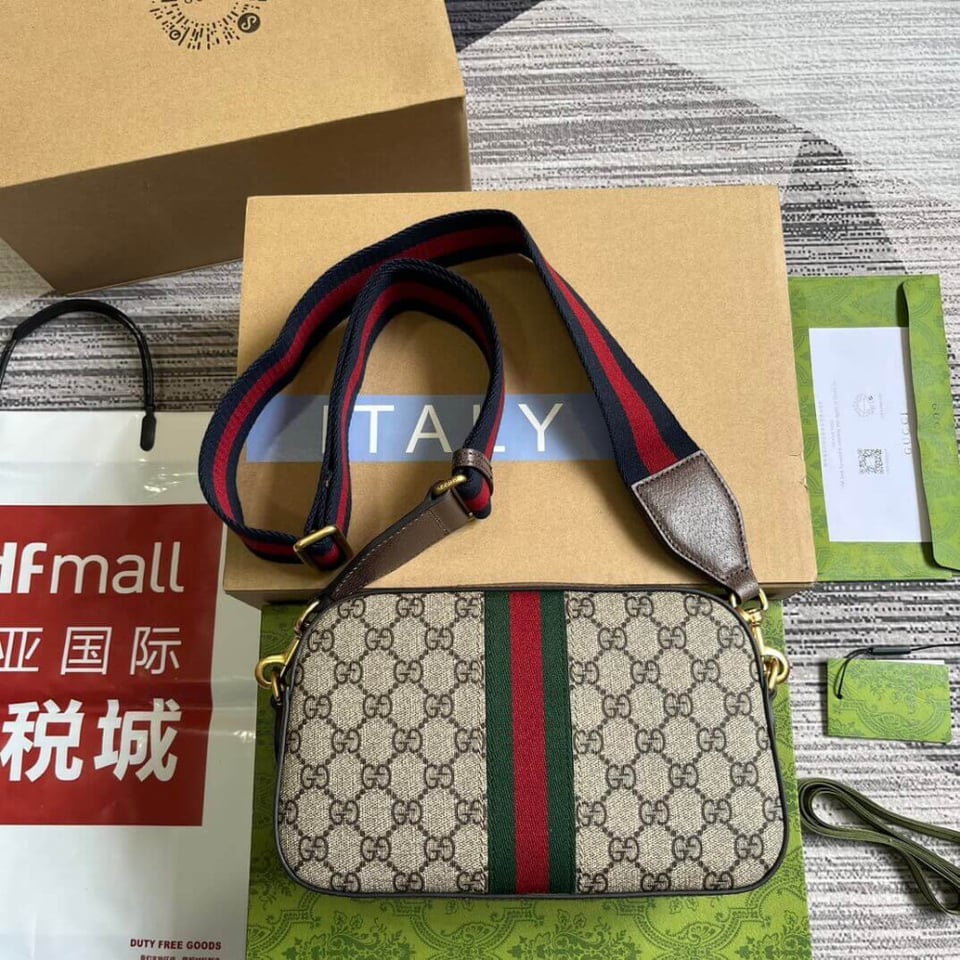 Gucci Ophidia Small Crossbody Bag Beige/Ebony 24cm/9.4in view 5