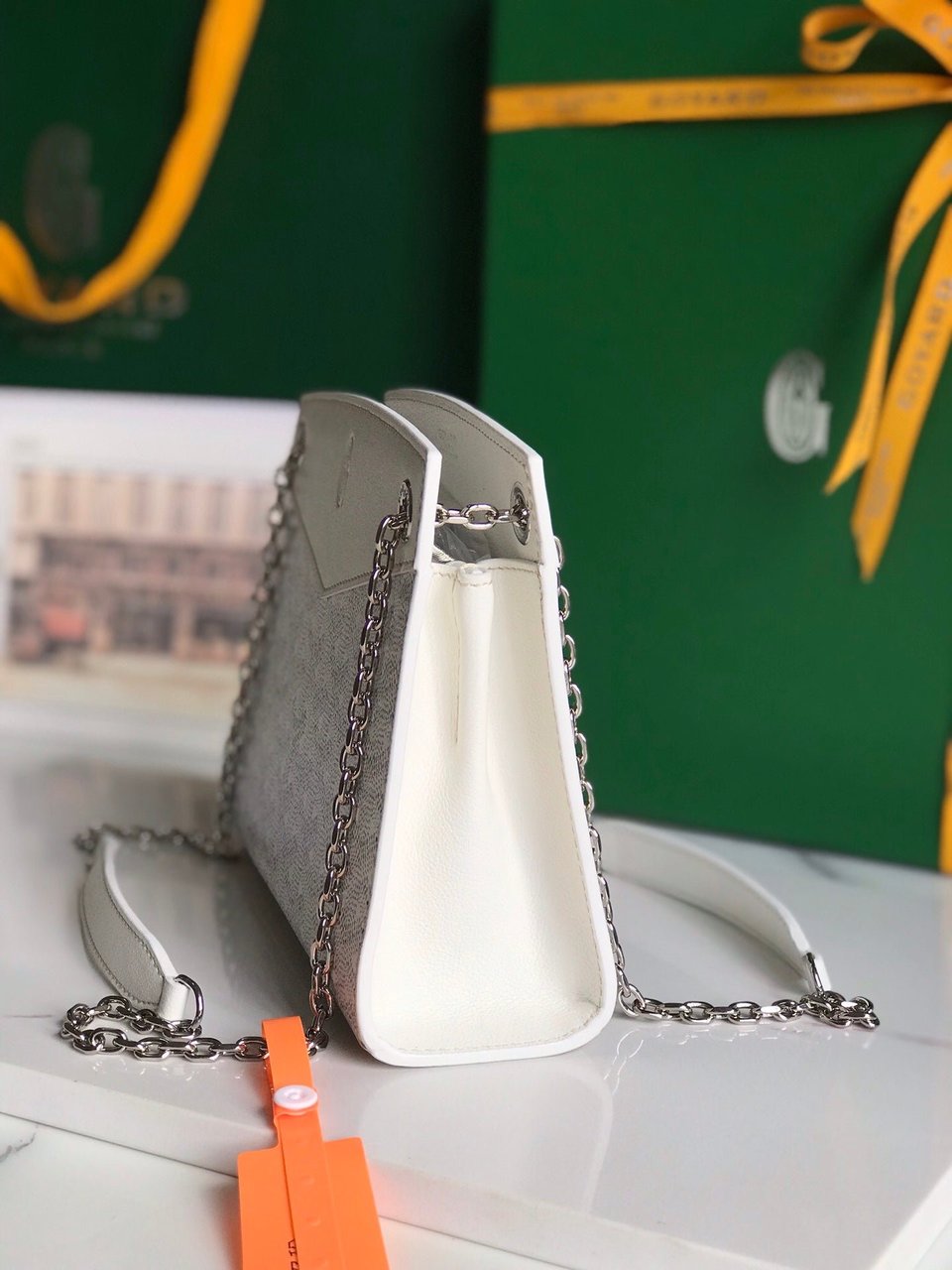 Goyard Rouette Structuré Mini Bag 21 Cm White Goyardine Canvas And Calfskin view 9