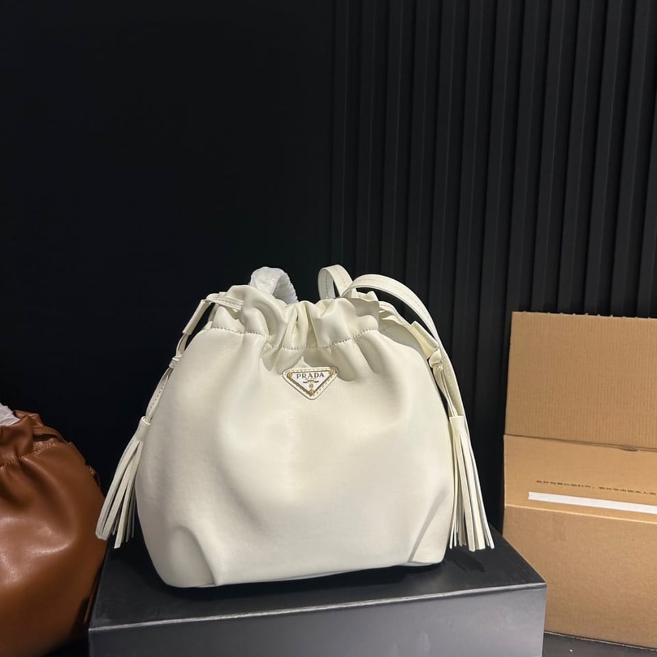 Prada Nappa Leather Shoulder Bag White 23Cm view 3