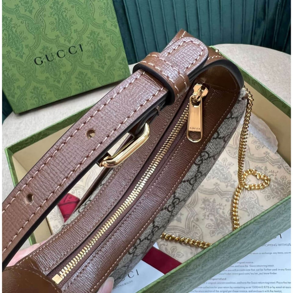 Gucci Half-Moon-Shaped Mini Bag with Interlocking G Brown view 18