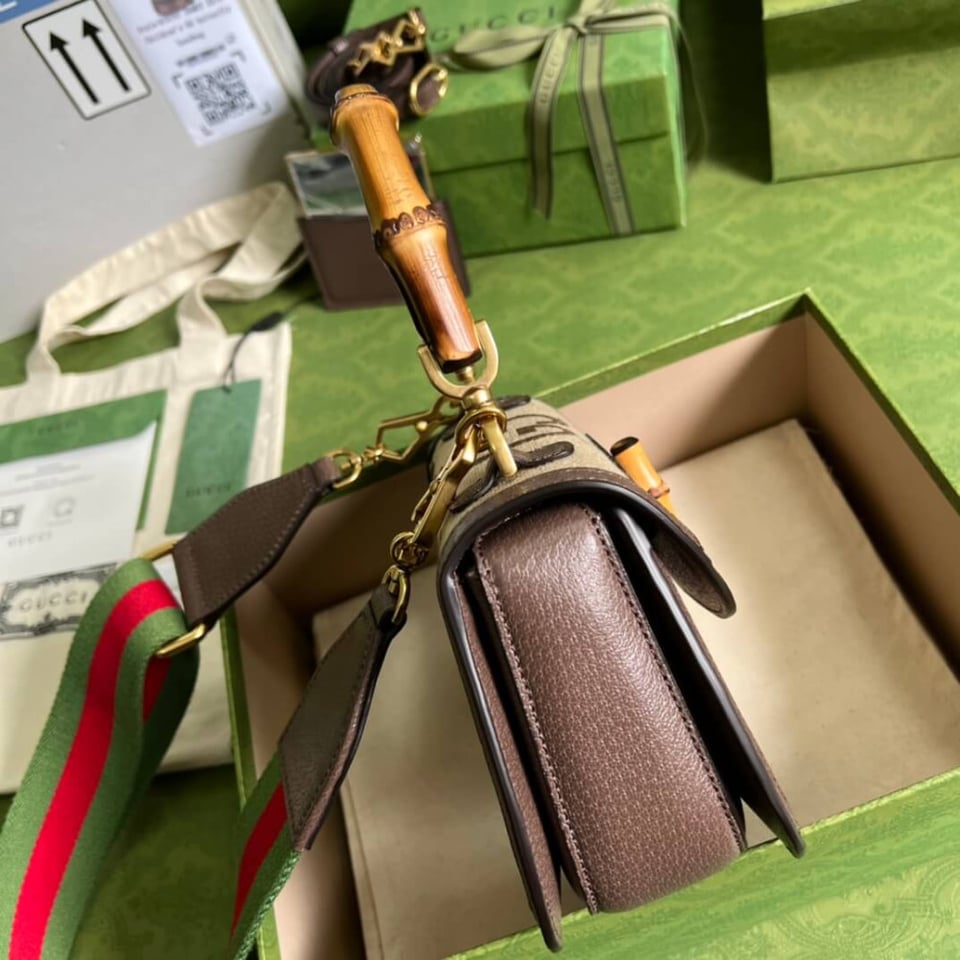 Gucci Bamboo 1947 Jumbo GG Small Top Handle Bag view 12