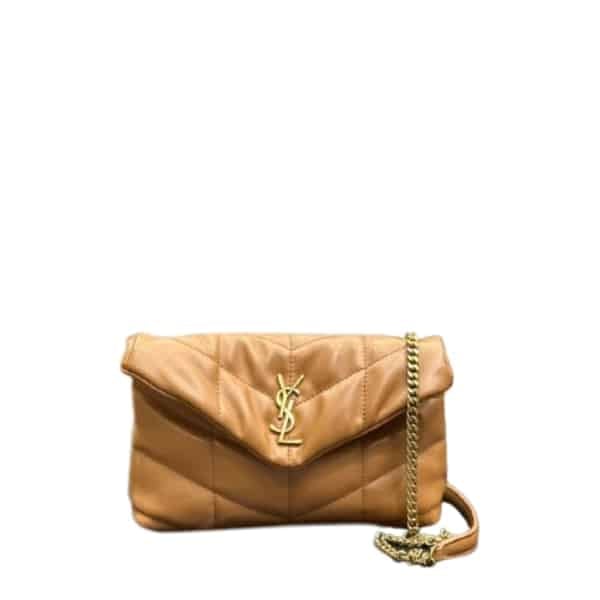Saint Laurent Puffer Toy Bag In Quilted Light Brown 26Cm view 2