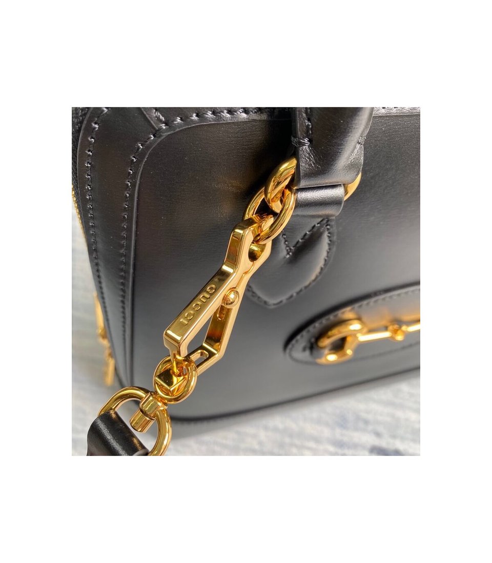 Gucci Horsebit 1955 Small Top Handle Bag in Black Leather view 10