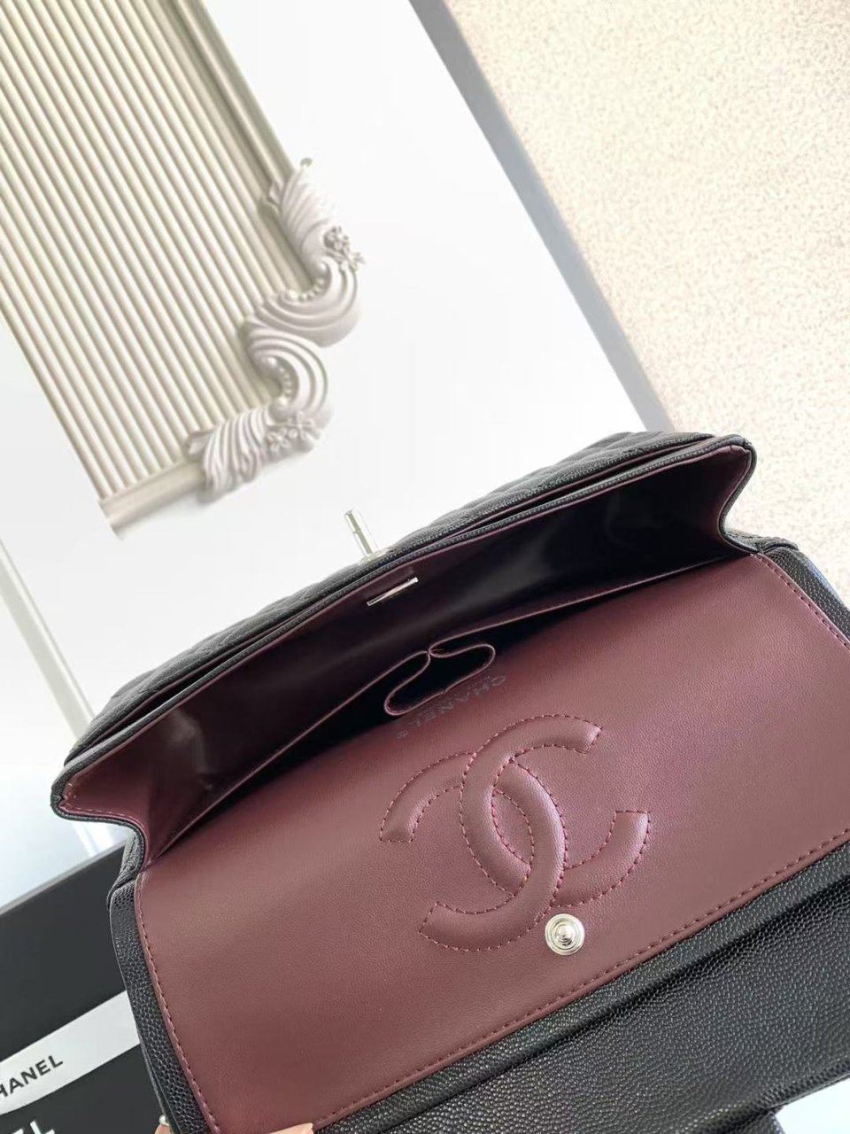 Chanel Classic Flap Bag 25 cm Black – Silver Tone Hardware A01112 view 9