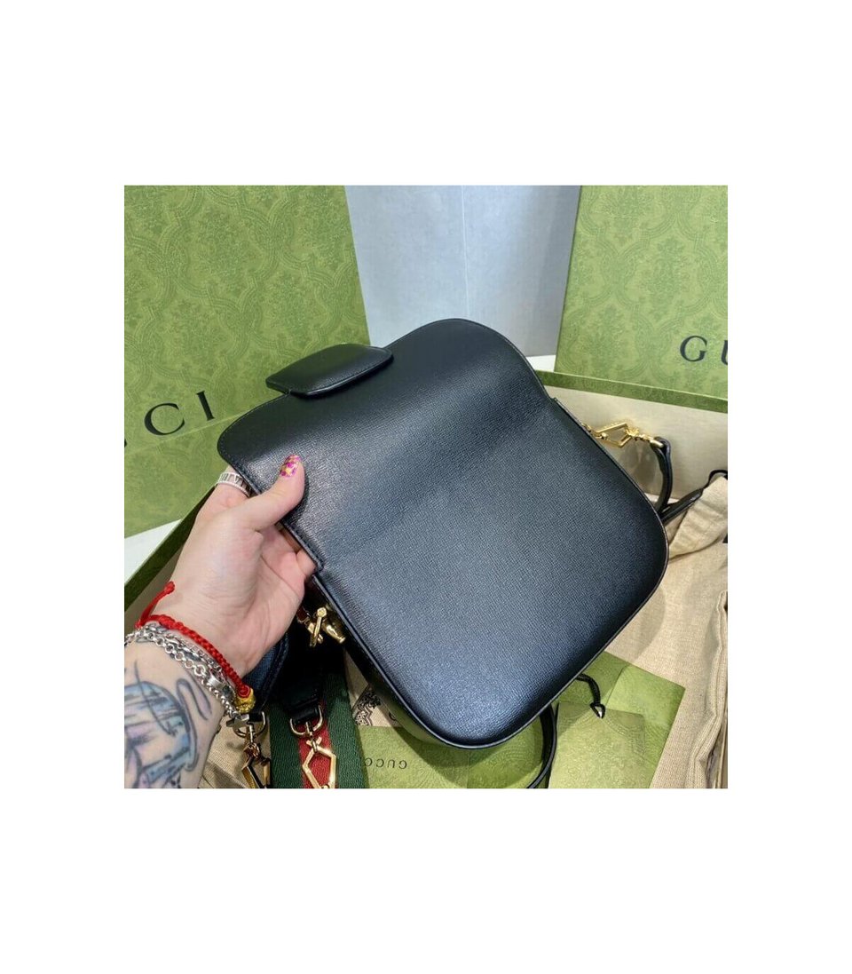 Gucci Horsebit 1955 Mini Bag in Black Leather 20.5cm/8.1in view 17