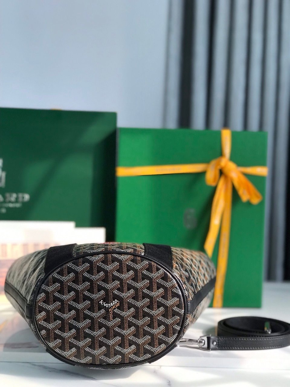 Goyard Small Belharra 24 Cm Black Goyardine Canvas And Lambskin view 8