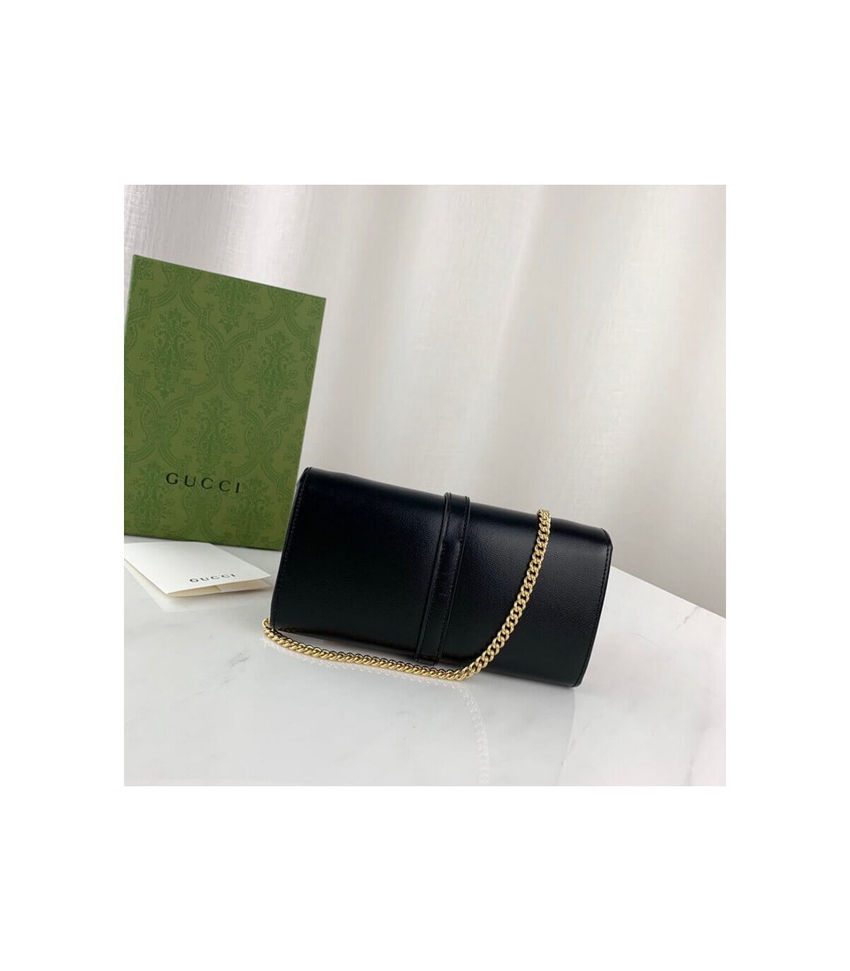 Gucci Jackie 1961 Black Calfskin Chain Wallet 19cm view 5