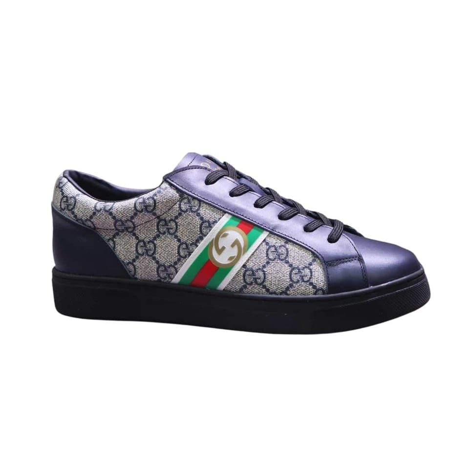 Gucci Gg Supreme Navy Blue Sneaker Gg With Web view 2