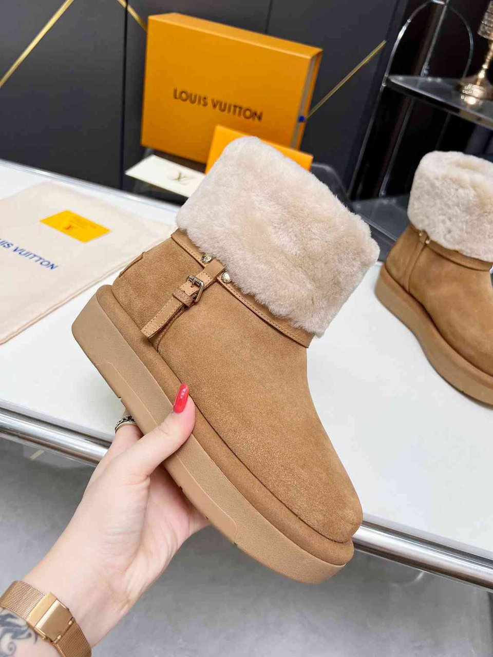 Louis Vuitton Aspen Platform Ankle Boot Beige 1Ac79I view 8