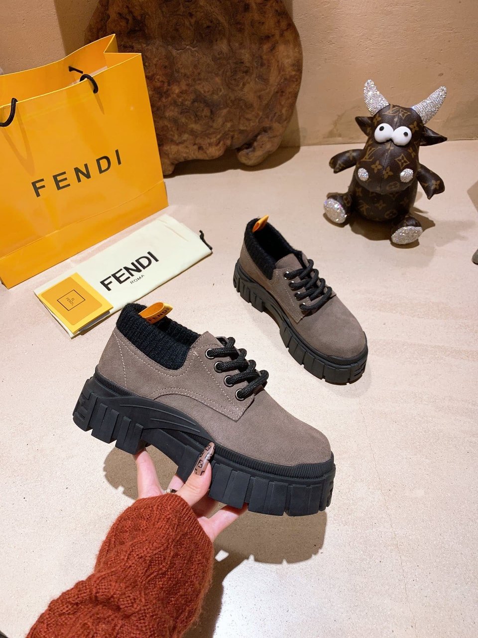 Fendi Force Leather Lace Ups Brown view 4
