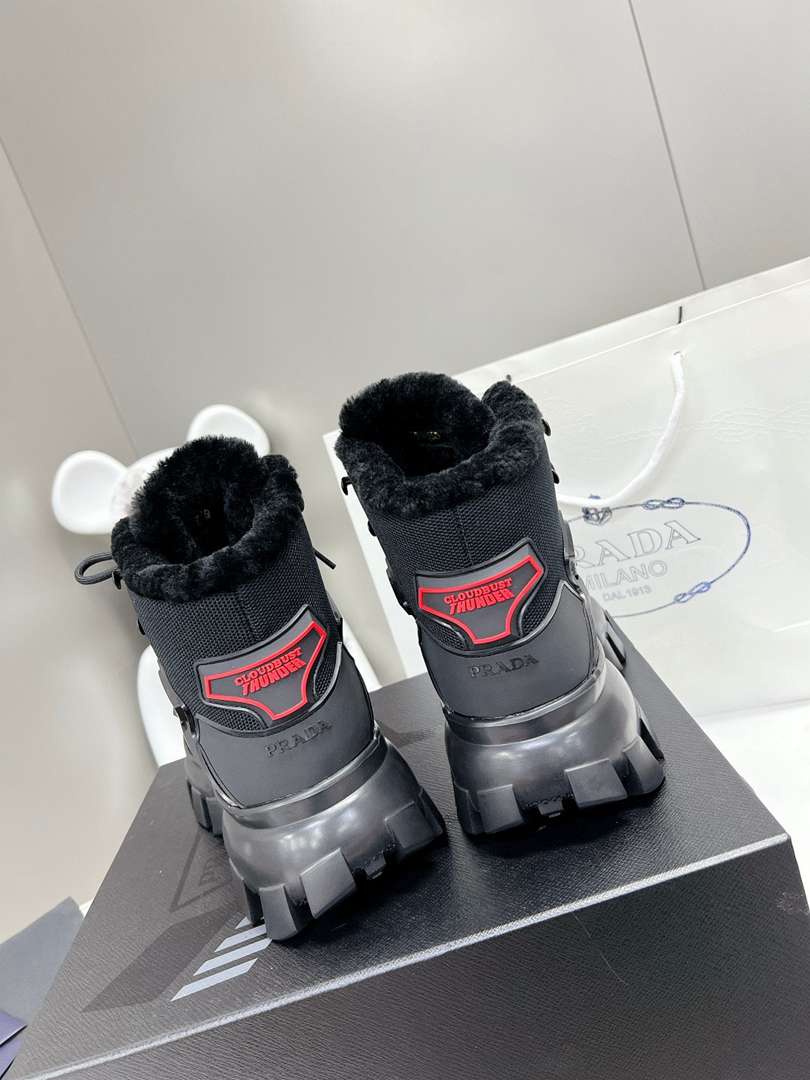 Prada Cloudbust Thunder High Top Sneakers Black view 7