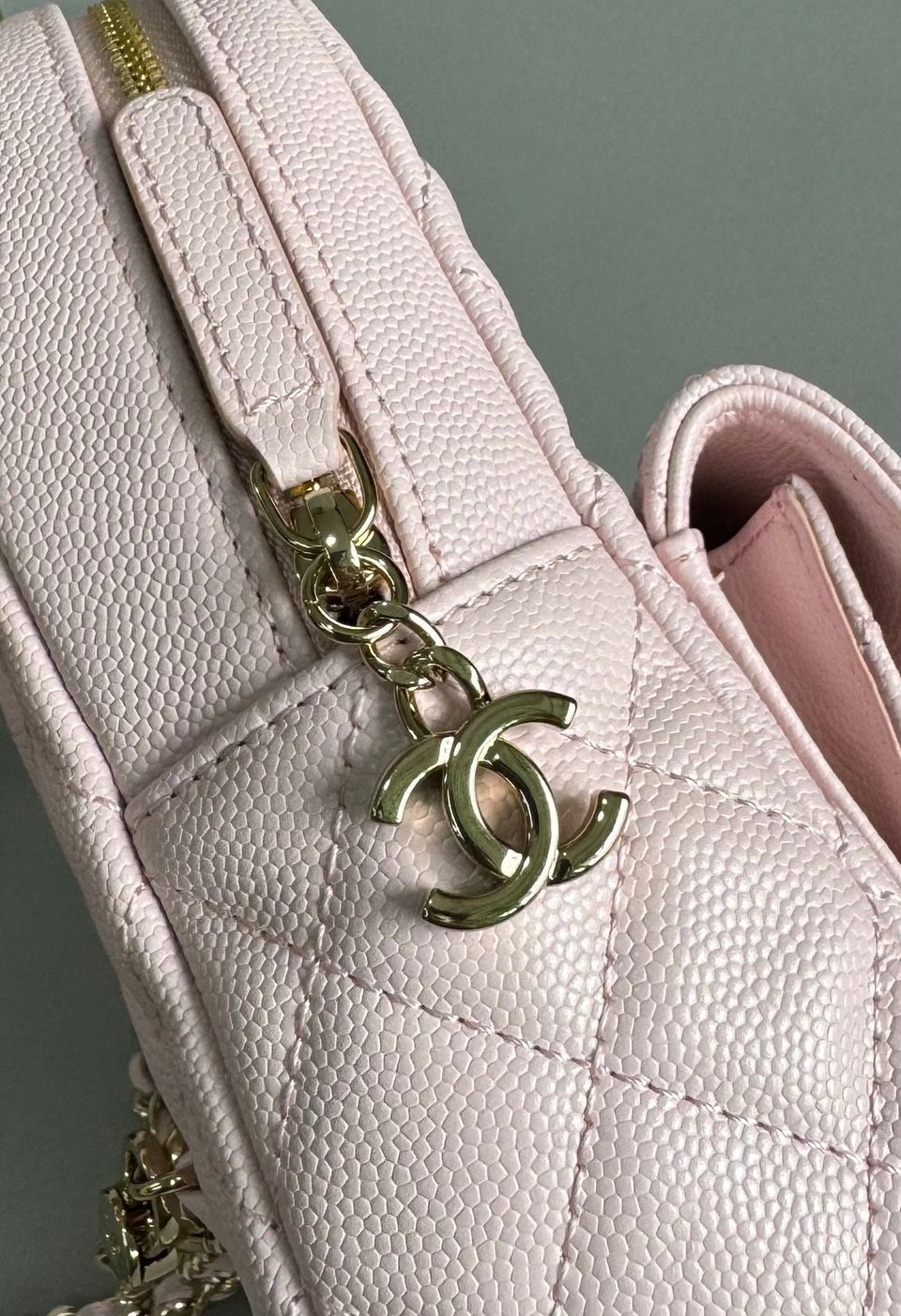 Chanel Mini 18 Backpack Pink Caviar Light Gold Hardware view 9