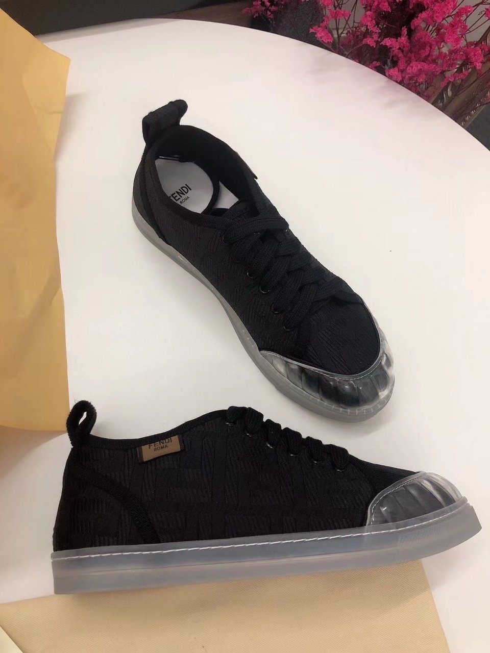Fendi Corda Low Top Sneaker Tess Canvas Black view 8