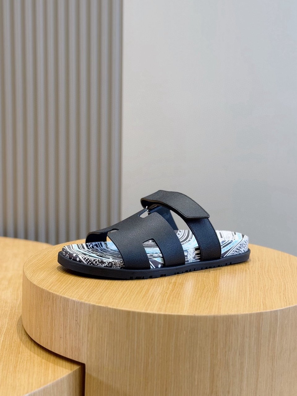 Hermès Black Leather Sandals- Shoes for Men view 3