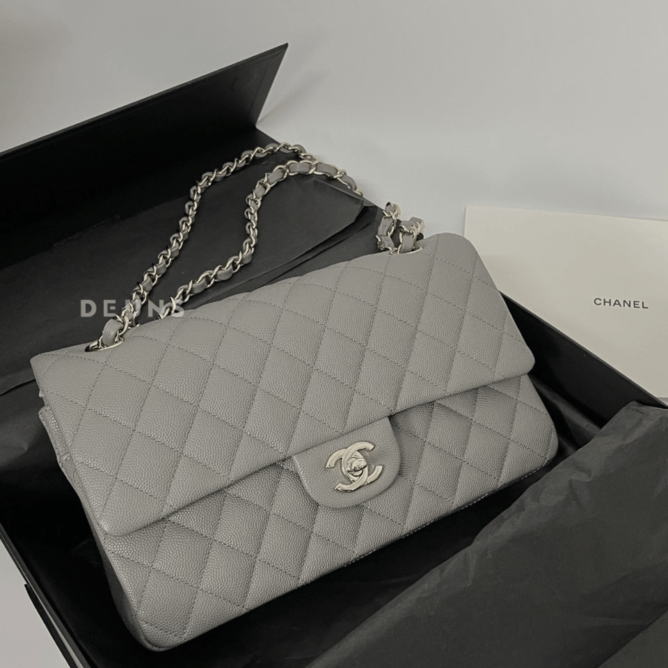 Chanel Classic Flap Bag 25 cm Grey Silver- Tone Hardware A01112 view 8