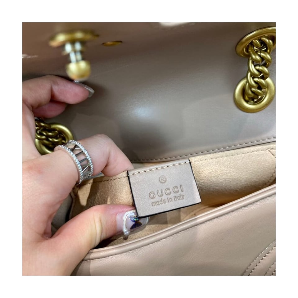 Gucci GG Marmont Matelasse Chevron Leather Mini Bag Nude Pink view 17