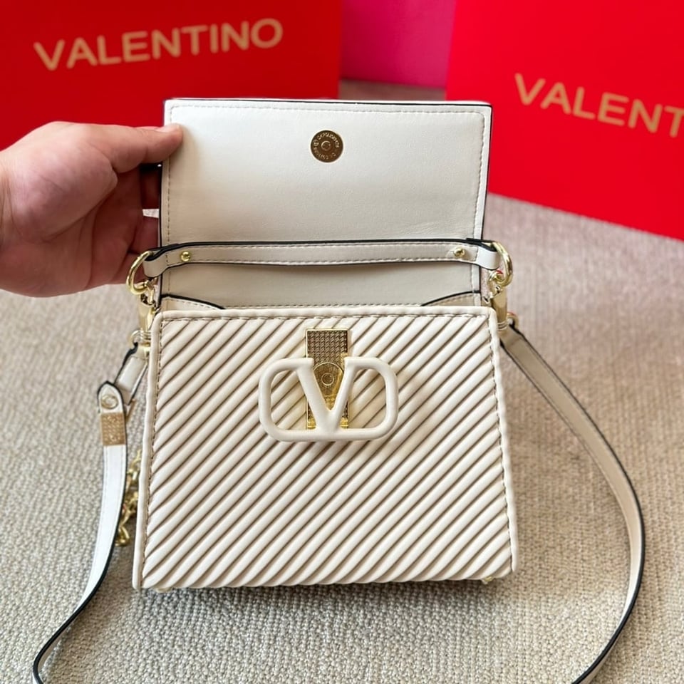 Valentino Garavani Small Vsling Handbag White 20Cm view 5
