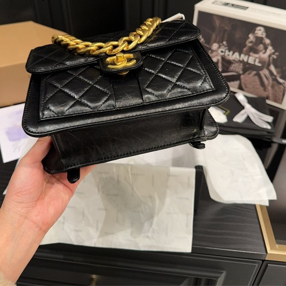 Chanel 23S Retro Backpack With Gold Hardware Black 22Cm/8.7in view 5