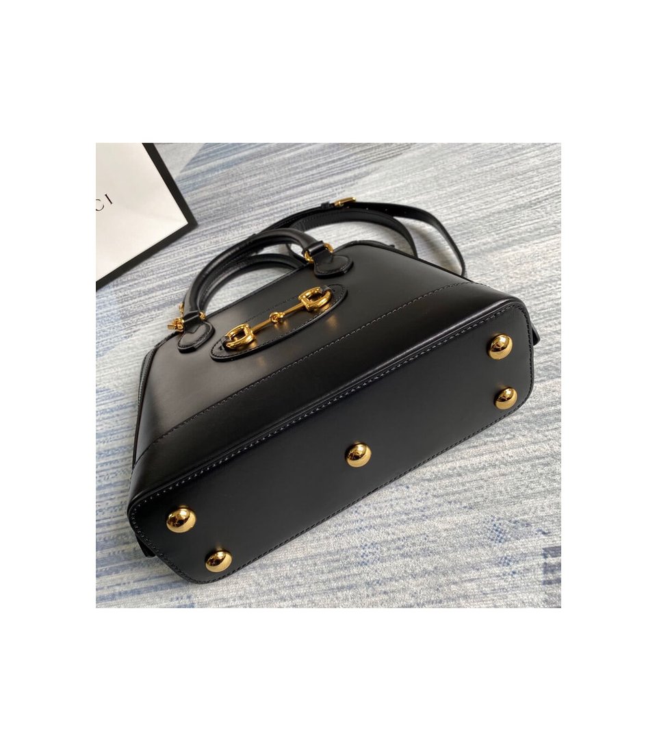Gucci Horsebit 1955 Small Top Handle Bag in Black Leather view 7