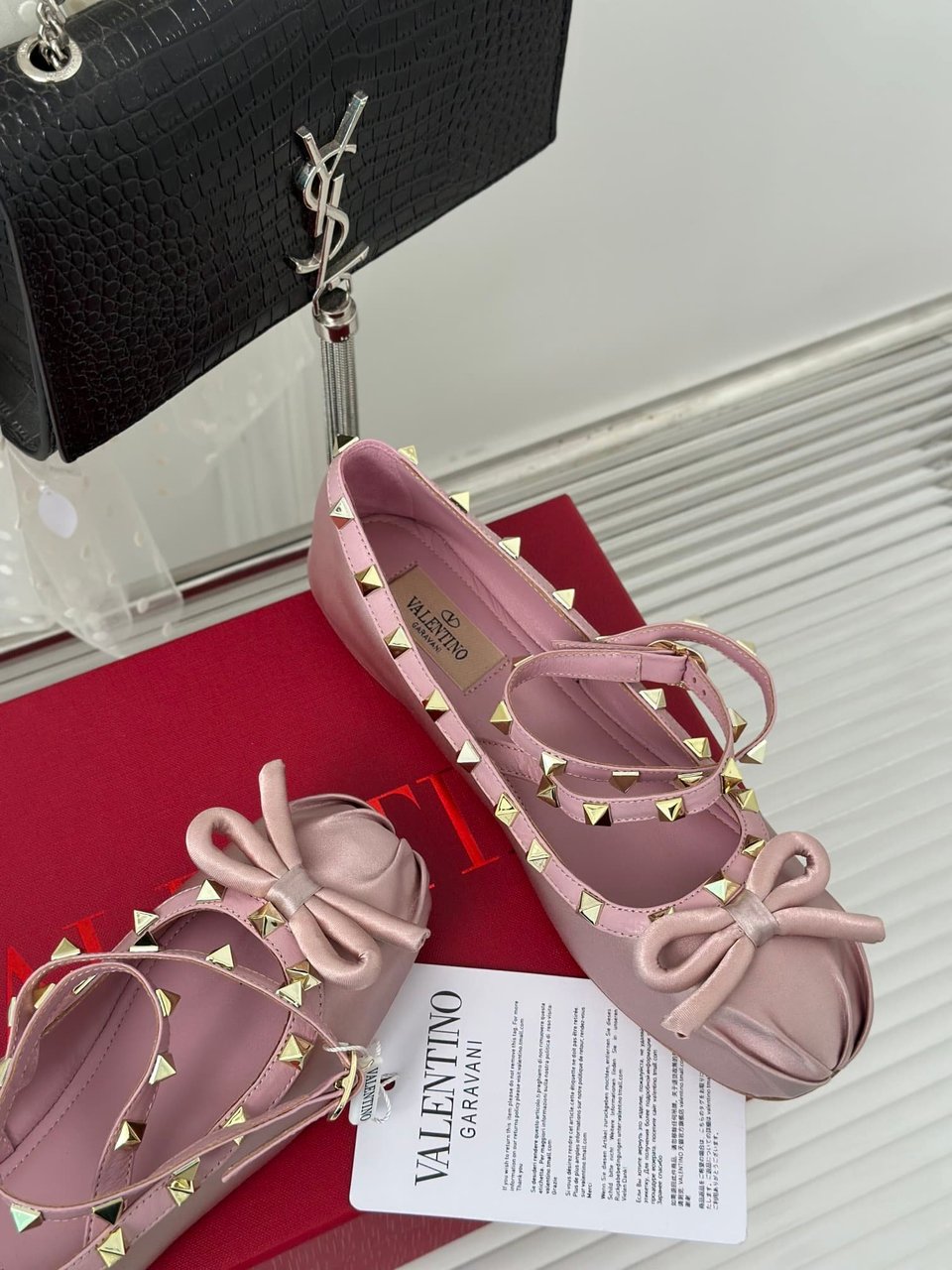 Valentino Garavani Rockstud Satin Ballerina Water Lilac 3W2S0Hb6Swh 6E0 view 7