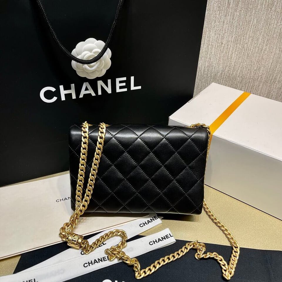 Chanel 22K Gold Pillar Adjustable Chain Flap Bag 22cm view 5