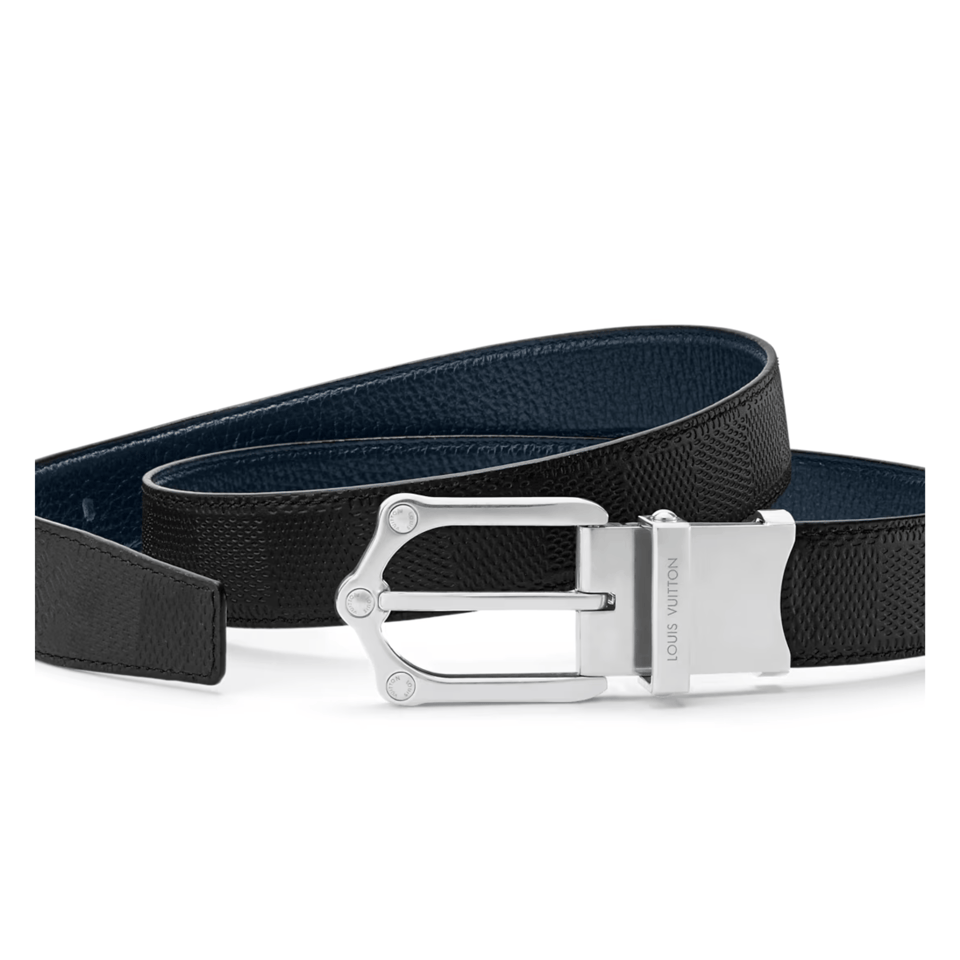 Louis Vuitton LV Navy Blue Frog 30mm Reversible Men Belt M4364S view 4