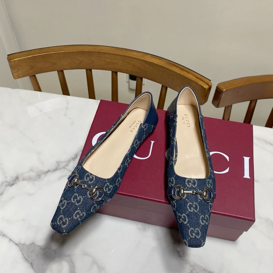 Gucci Vittoria Ballerina Dark Blue GG A0034P FAF95 4741 For Women view 4