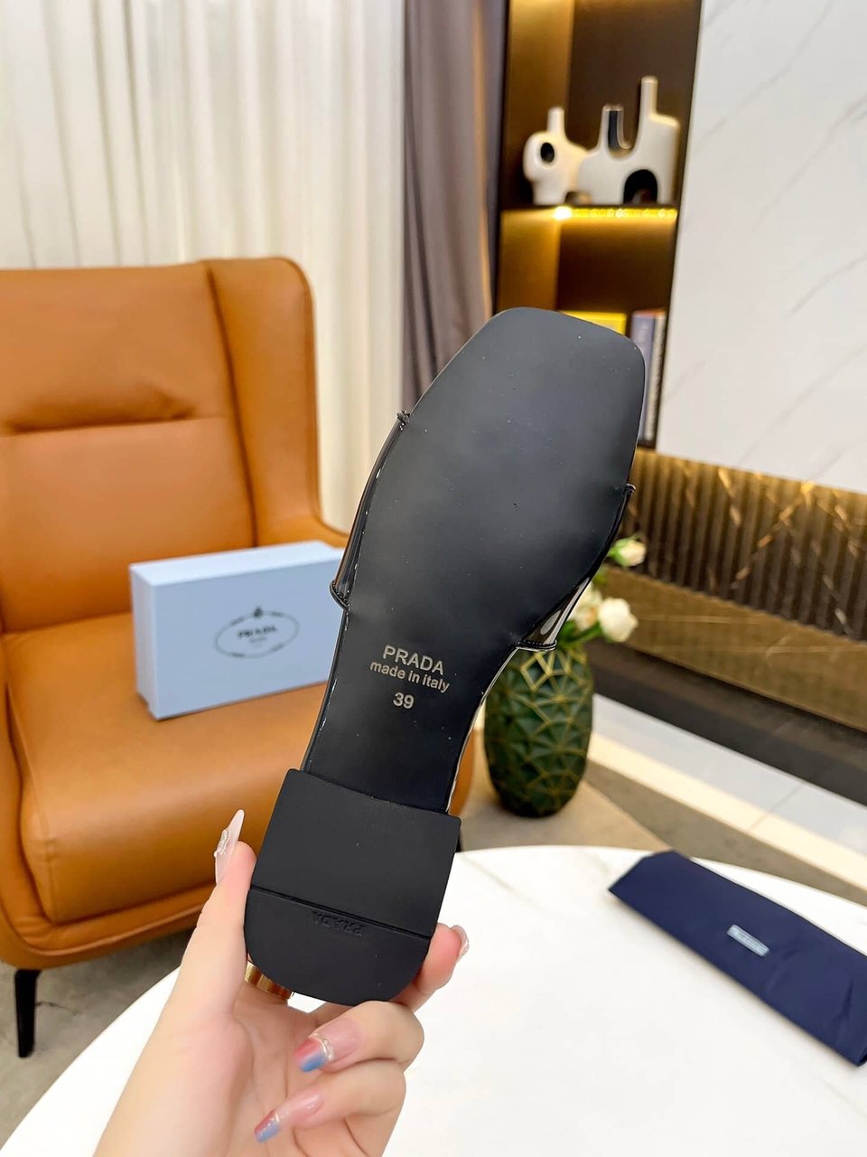Prada Logo Plaque Slip On Black view 8