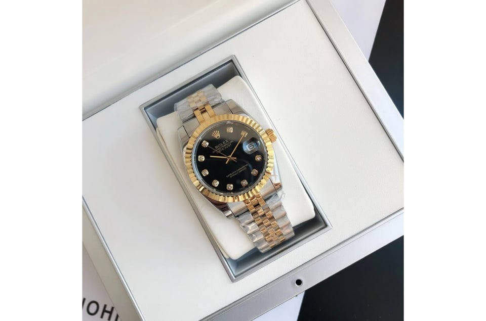 Rolex Datejust 36/28mm RG/SS Jub Black/Dia view 4