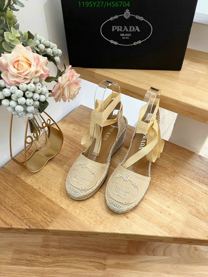 Prada Linen Espadrille Wedge Sandals Beige view 5