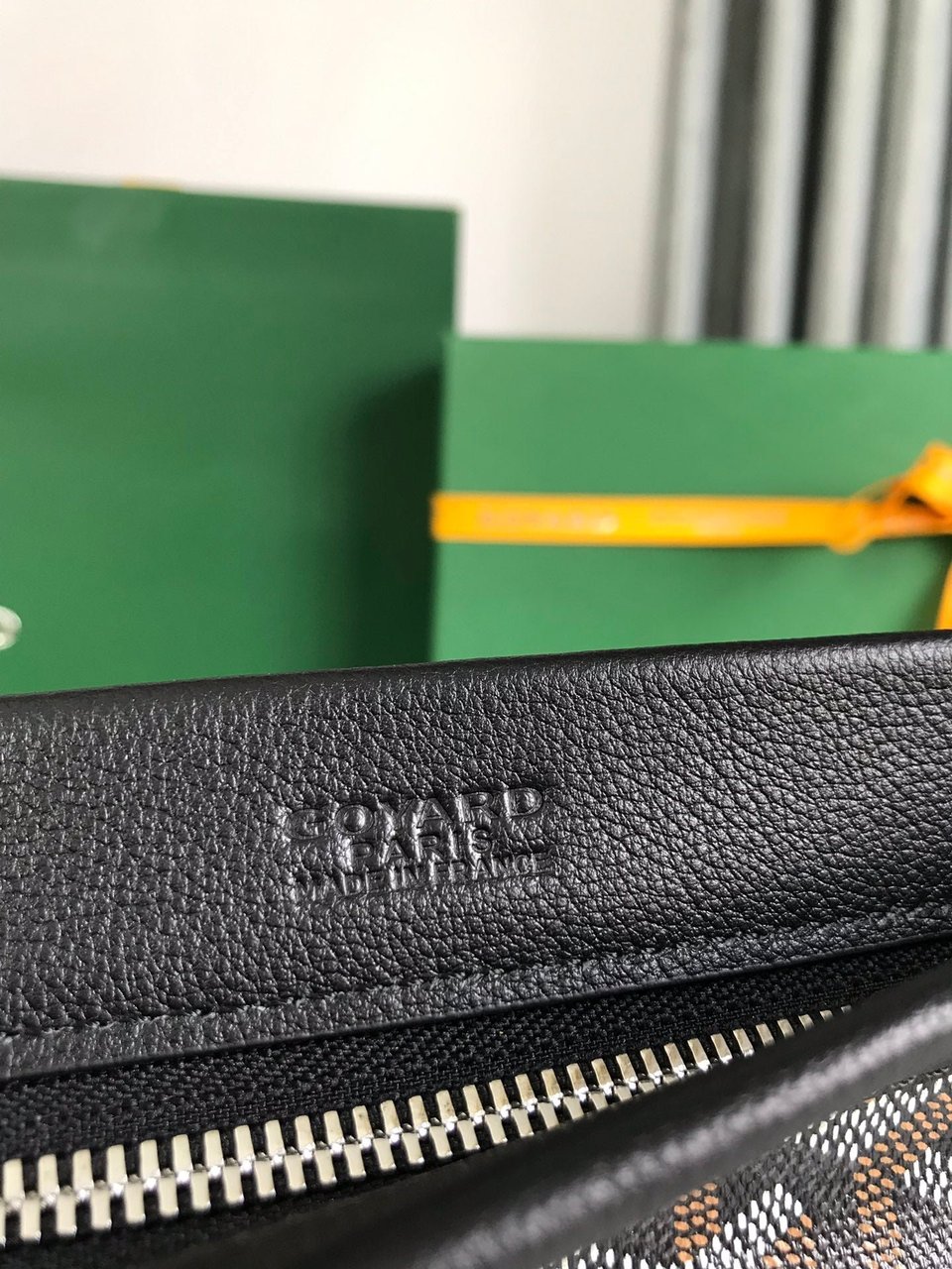 Goyard Conti Pouch 24 Cm Black Lambskin And Goyardine Canvas view 5