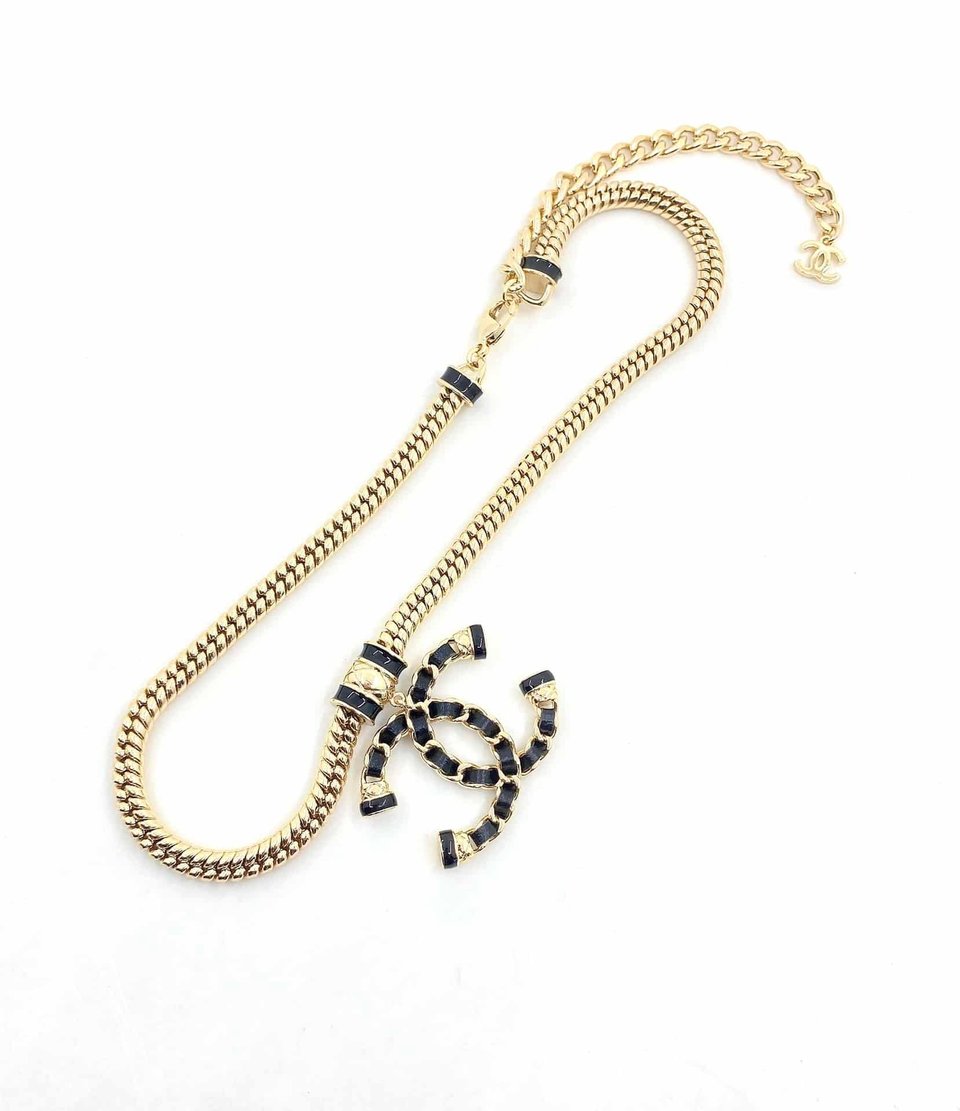 Chanel Women’S And Gold Metal Cc Necklace view 2