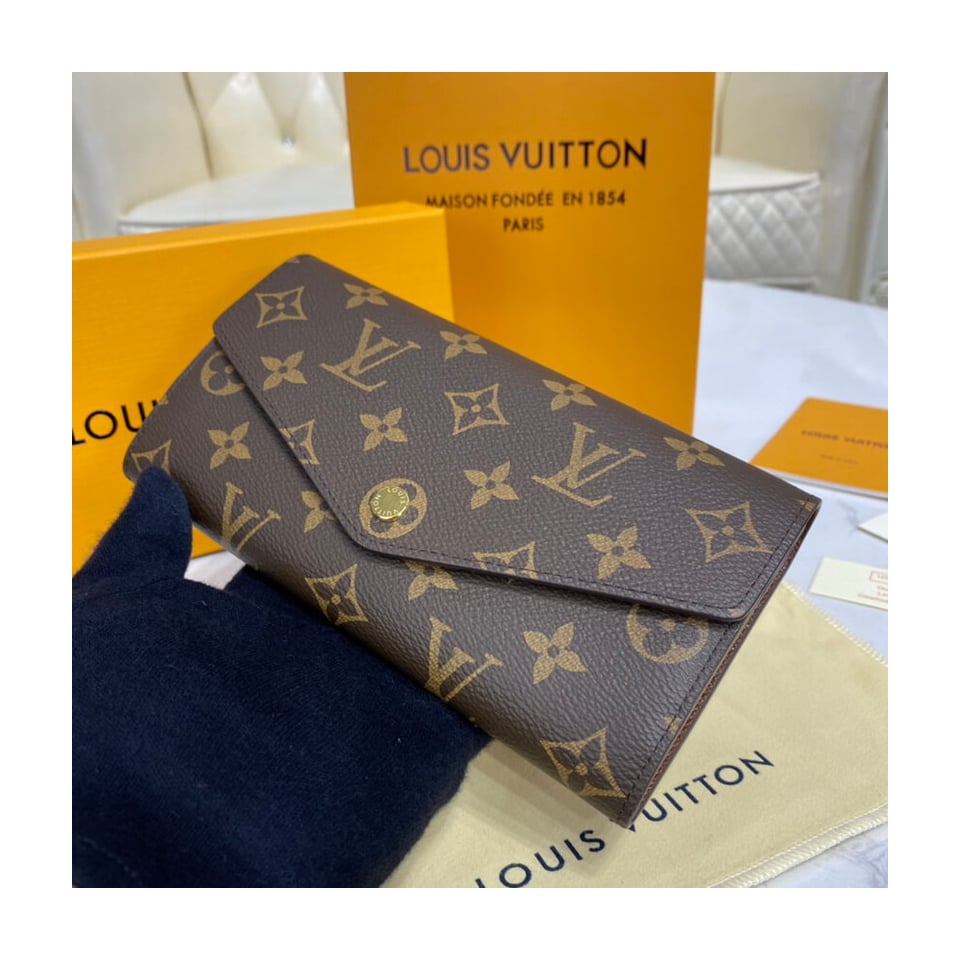 Louis Vuitton Monogram Cavas Sarah Wallet Brown 19cm view 3